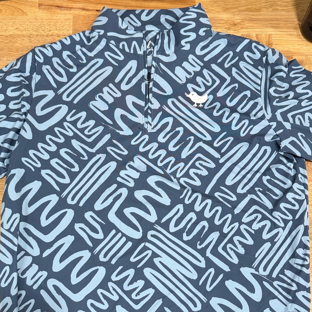 Bad Birdie Navy Blue & Light Blue Scribble Quarter-Zip Pullover